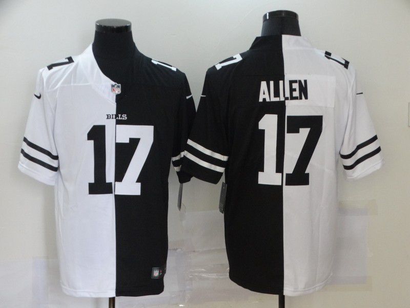 Men Buffalo Bills #17 Allen Black white Half version 2020 Nike NFL Jerseys